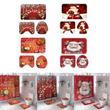 Max 3 Pcs Bathmat Toilet Pedestal Mat & Lid Cover Bathroom Set Christmas Decor A