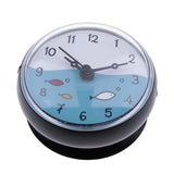 Bathroom Wall Suction Clock Waterproof Time Display Home Decor Gift Black