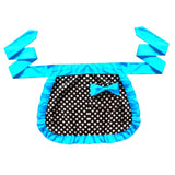 Max Short Cotton Waist Serving Apron 1 Pocket w/bowknot Blue