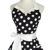 Max Fashion Aprons Cotton Dress Lace Dot Apron Home Kitchen Black