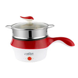 Maxbell Electric Cooker Mini Pot For Dumplings Soup Porridge  B-With Steamer-Red