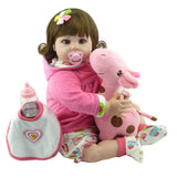 Max 22" Baby Doll with Giraffe Silicone Body Adorable Lifelike Toddler Baby Doll