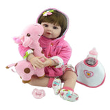 Max 22" Baby Doll with Giraffe Silicone Body Adorable Lifelike Toddler Baby Doll