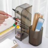 Maxbell Plastic Desktop Stationary Organizer Paint Markers Pen Holder Rack Grey