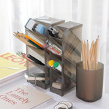 Maxbell Plastic Desktop Stationary Organizer Paint Markers Pen Holder Rack Grey