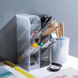Maxbell Plastic Desktop Stationary Organizer Paint Markers Pen Holder Rack White