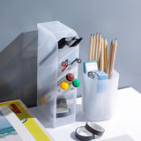 Maxbell Plastic Desktop Stationary Organizer Paint Markers Pen Holder Rack White