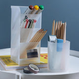 Maxbell Plastic Desktop Stationary Organizer Paint Markers Pen Holder Rack White