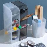 Maxbell Plastic Desktop Stationary Organizer Paint Markers Pen Holder Rack White