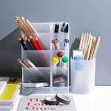 Maxbell Plastic Desktop Stationary Organizer Paint Markers Pen Holder Rack White