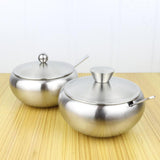 Maxbell Stainless Steel Condiment Pot with Lid and Spoon Salt Pepper Container Lid B