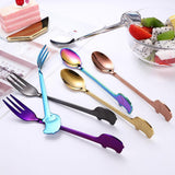 Maxbell Stainless Steel Utensils Coffee Tea Dessert Spoon Fork Purple Spoon