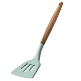 Maxbell Silicone Non Stick Kitchen Cooking Utensil Set Wooden Handle Slotted Turner