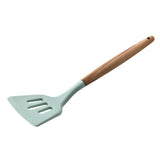 Maxbell Silicone Non Stick Kitchen Cooking Utensil Set Wooden Handle Slotted Turner