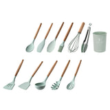 Maxbell Silicone Non Stick Kitchen Cooking Utensil Set Wooden Handle Slotted Turner