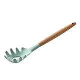 Maxbell Silicone Non Stick Kitchen Cooking Utensil Set Wooden Handle Pasta Server