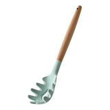 Maxbell Silicone Non Stick Kitchen Cooking Utensil Set Wooden Handle Pasta Server