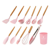 Maxbell Silicone Kitchenware Silicone Cooking Utensil with Wood Handle For Kitchen A
