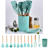 Maxbell Kitchenware Silicone Cooking Utensil with Wood Handle For Kitchen Type 1