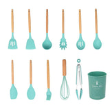 Maxbell Kitchenware Silicone Cooking Utensil with Wood Handle For Kitchen Type 1