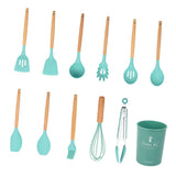 Maxbell Kitchenware Silicone Cooking Utensil with Wood Handle For Kitchen Type 1