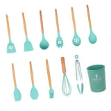 Maxbell Kitchenware Silicone Cooking Utensil with Wood Handle For Kitchen Type 1