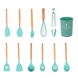 Maxbell Kitchenware Silicone Cooking Utensil with Wood Handle For Kitchen Type 1
