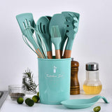 Maxbell Kitchenware Silicone Cooking Utensil with Wood Handle For Kitchen Type 2