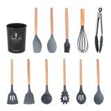 Maxbell 1pc Silicone Cooking Utensils Kitchen Utensil Set Spatula Salad Tongs A