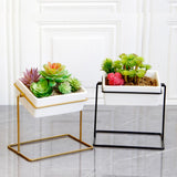 Maxbell Desktop Rotating Ceramic Planter Succulent Pot with Metal Stand Holder Gold