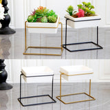 Maxbell Desktop Rotating Ceramic Planter Succulent Pot with Metal Stand Holder Gold