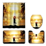 Maxbell 3 Pcs Bathroom Rug Sunset Pattern Toilet Lid Cover Pedestal Mat Home Decor A