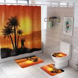 Maxbell 3 Pcs Bathroom Rug Sunset Pattern Toilet Lid Cover Pedestal Mat Home Decor B