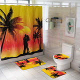 Maxbell 3 Pcs Bathroom Rug Sunset Pattern Toilet Lid Cover Pedestal Mat Home Decor C