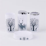 Maxbell 6pcs Bathroom Accessories Soap Dish Lotion Dispenser Toothbrush Holder-Deer