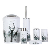 Maxbell 6pcs Bathroom Accessories Soap Dish Lotion Dispenser Toothbrush Holder-Deer