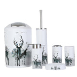 Maxbell 6pcs Bathroom Accessories Soap Dish Lotion Dispenser Toothbrush Holder-Deer