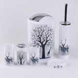 Maxbell 6pcs Bathroom Accessories Soap Dish Lotion Dispenser Toothbrush Holder-Deer