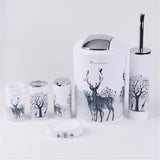 Maxbell 6pcs Bathroom Accessories Soap Dish Lotion Dispenser Toothbrush Holder-Deer