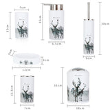 Maxbell 6pcs Bathroom Accessories Soap Dish Lotion Dispenser Toothbrush Holder-Deer