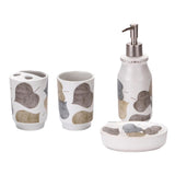 Maxbell Autumn Leaves Bathroom Accessory Set Soap Dispenser Soap Dish Ceramic White