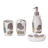 Maxbell Autumn Leaves Bathroom Accessory Set Soap Dispenser Soap Dish Ceramic White