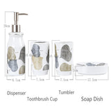 Maxbell Autumn Leaves Bathroom Accessory Set Soap Dispenser Soap Dish Ceramic White