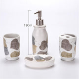 Maxbell Autumn Leaves Bathroom Accessory Set Soap Dispenser Soap Dish Ceramic White