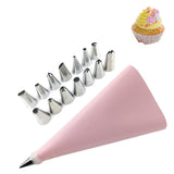 Maxbell Reusable Piping Pastry Bag with & Nozzle Tips Cake Decor DIY Tools Set Pink