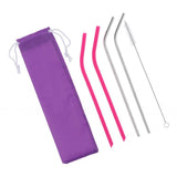 Maxbell Reusable Drinking Straws 2pcs Silicone 2pcs Stainless and 1pc Cleaning Brush