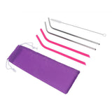 Maxbell Reusable Drinking Straws 2pcs Silicone 2pcs Stainless and 1pc Cleaning Brush