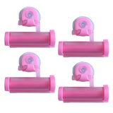 4pcs/set Mini Bathroom Toothpaste squeezer Easily install on the Wall Pink