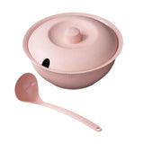 Maxbell  Wheat Straw Household Tableware Set Heat Resistant Soup Pot Light Pink