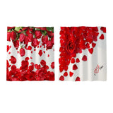 Romanticism Rose Pattern Bath Shower Curtain Liner Bathroom Decor Red+White